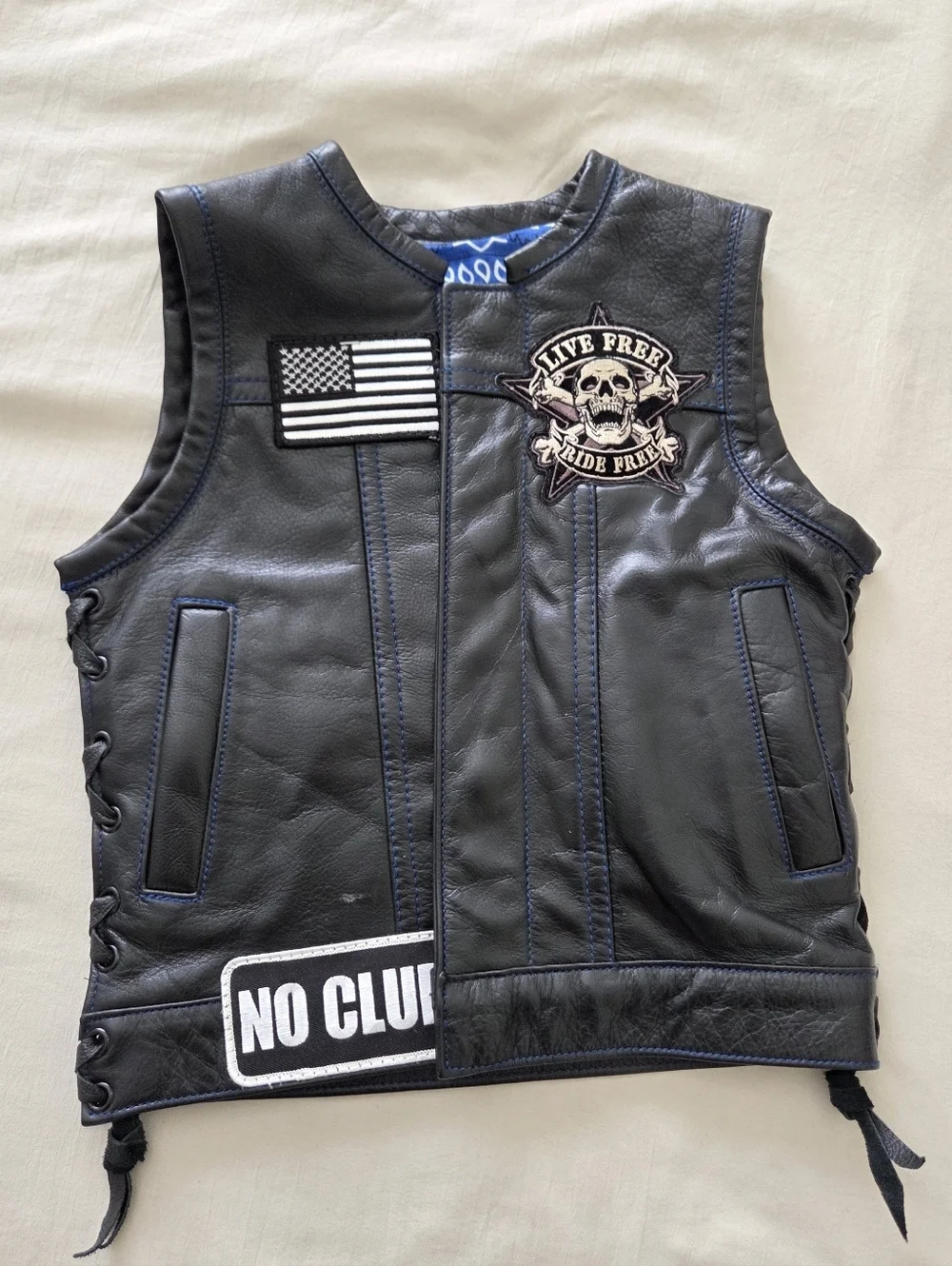 Espinozas Leather Custom Made Kids Biker Leather Vest 3/4T USA Made